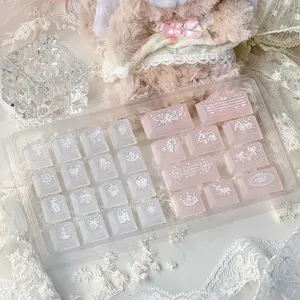 Magic Flower Cluster Frosted Transparent PC Novelties Keycaps, 26-Key Set, OEM Profile, Minimalist Fresh & Creative Design, Compatible with MX Mechanical Switches, for Gaming & Daily Use (Keycaps Only, No Keyboard Included)