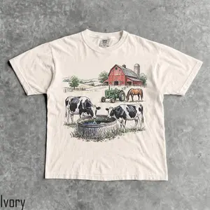 Comfort Colors 90s Farm T-Shirt, Men & Women's Unisex Graphic Tee, Vintage Country Shirt, Barn Life, Cow - Horse - Tractor Shirt, Nostalgia Top