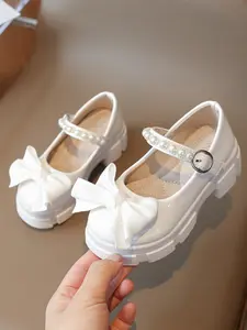 Spring & Fall Shoes, Bow Design, Thick Sole with Beaded Strap, Suitable for Students and Dance Activities, Medium Size Boys/girls