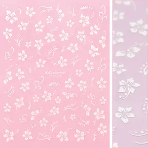 Floral Nail Art Sticker / Tropical Hibiscus / White