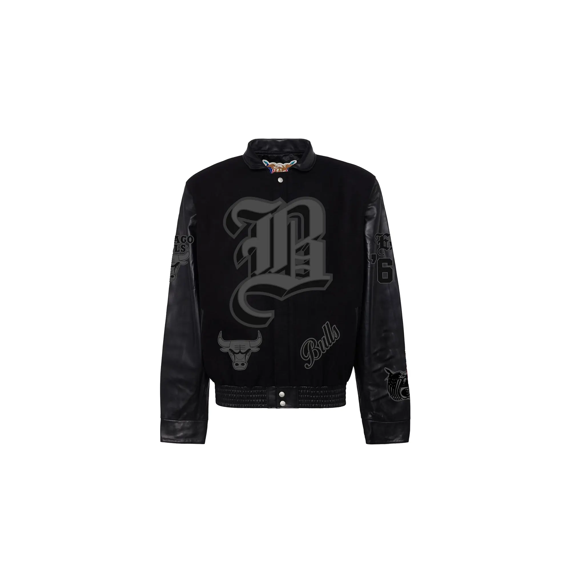 Chicago Bulls Wool & Leather Old English Varsity Jacket "Black" NBA CHI BUL 101
