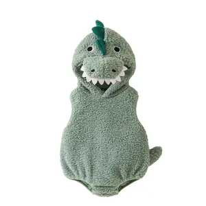 Baby Boy Girl Dinosaur Costume Cute Sleeveless Romper with Hat Newborn Infant Halloween Cosplay Clothes