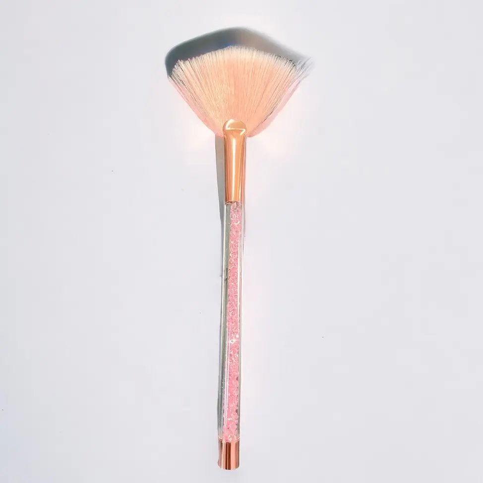 Flamingo Pink Rhinestone Fan Brush
