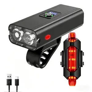 Bike Lights, 6 Modes LED Super Bright USB-C Rechargeable Headlight & Taillight, Waterproof Front & Rear Back Bicycle Light for Night Riding, Road & Mountain Cycling