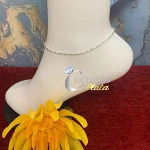 .925 Stamped silver anklet / armatillada tobillera de plata size 9”