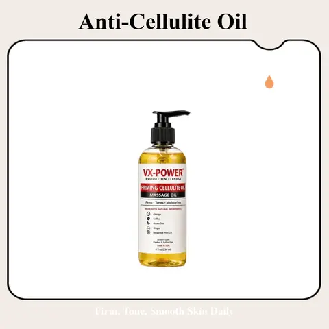VX-POWER Anti-Cellulite Massage Liquid - 200ml Bergamot & Citrus Blend with Coffee, Ginger, Lightweight for All Skin Types, Moisturizes Legs & Hips, Tones & Firms Daily Body Care