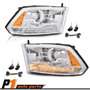 Clear Amber LED DRL Headlight w/ Bulb Harness Fits 2013-18 Dodge Ram Projector