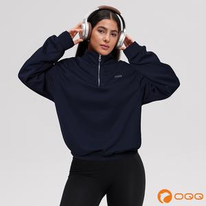 OQQ Women’s Athleisure Half-Zip Mock Neck Fall Long Sleeve Comfy Relaxed Casual Sweatshirts – Casual Lightweight Pullover Tops