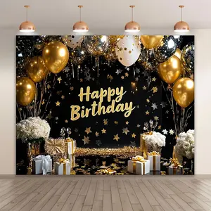 Birthday Party Background Banner, 1 Count Sequin Star Balloon Background Banner, Wall Decoration, Indoor & Outdoor Decoration, Cake Table Photo Background, Ornaments