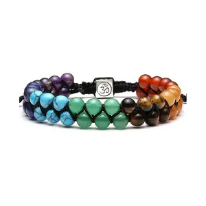 Handwoven Bohemian Energy Bracelet - Natural Stone Mix (Aquamarine, Carnelian, Turquoise, Amethyst) messed  up  bracelet  en embroidery  floss  bracelets