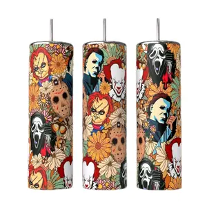 Horror Characters 20oz Straight Tumbler - Perfect for Your Beverage Needs - Drinkware, Bottle Cup