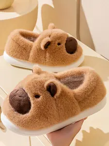 Viral Cute Capybara Slippers for Women & Men – Cartoon Fuzzy Plush House Shoes, Warm Thick Sole Cozy Indoor Outdoor Slides