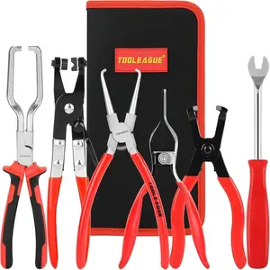 6-Piece Fuel Line Pliers Set - Hose Remover & 30° Disconnect Tools (Includes 9" Filter Caliper, Pipe Clamps & Storage Case - Auto Maintenance Kit)