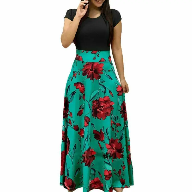 Women's Dress Summer Women's Summer Floral Long Dress Printed Bohemian Style Dress Short Sleeve Party Slim Fit Long Beach Vacation Dress Elegant Prom Dress Women's Dress Summer Women's Summer Floral Long Dress Printed Bohemian Style Dress Short Sleeve Party Slim Fit Long Beach Vacation Dress Elegant Prom Dress