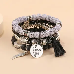 Honeydrop Bohemian Style Bracelet with Eagle Wing Charm 4 Layer Tassel Seed Beads and Silver Plating Perfect Gift for Girls Summer Beach Trips Birthday Women