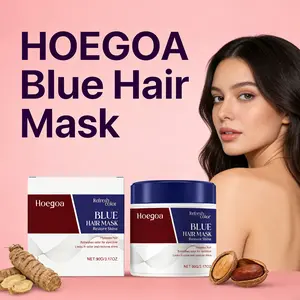 HOEGOA Blue Hair Mask - Collagen & Argan Oil Color-Enhancing Nourishing Hair Mask for Damaged Color-Treated Hair