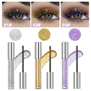 3-Pack Pearl Color Waterproof Glitter Curling Mascara, Long-Lasting Smudgeproof Volumizing Curl Eyelash Makeup, Perfect for Stage Look