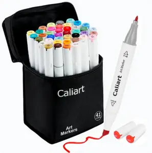 Caliart Art Markers 41Colors Alcohol Based Dual Tip Fine & Chisel Permanent Marker Set for Adults Coloring Book Drawing Sketch Highlighters Card Making Art Supplies Craft Supplies DIY Crafts Journaling Notebook Planner tiktokshopspringglowup