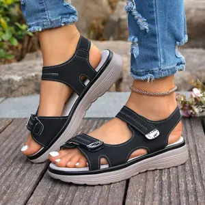 Women's  Wide Fit Adjustable Double Strap Flat Sandals, ComfortableSummer Footwear, Stylish Casual Sandals, Versatile Everyday Shoes， Lightweight  Non-Slip