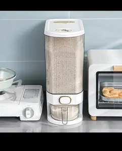 Rice Bucket with measuring cup, large capacity grain storage container.