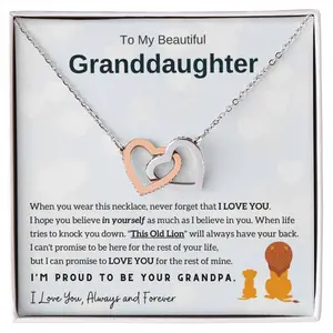 To My Granddaughter Gifts Interlocking Two Heart Necklaces Girl Fashion Women Necklace Fashion Jewelry 2024 New Jewelry
