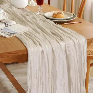 10Ft Cheesecloth Tab Runner, Rustic Boho Gauze Cheese Cloth Runner Tab Runner for Weddings Bridal  Shower Birthday Holiday Parties Home Decor, Beige