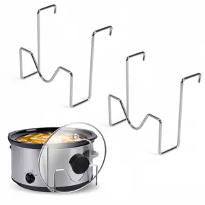 2pc Stainless Steel Pot Lid Holder, Slow Cooker Lid Rack, Lid Organizer, Lid Storage, Space-Saving Countertop, Non-Slip and Anti-Tip, Suitable for Various Lids, Kitchen Storage Essential