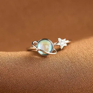 New Star & Moon Rotatable Fidget Rings -  Aesthetic Stress Relief Spinner Anxiety Ring Anillos,  Fashion Star Moon Rings,Spinner Ring Women  Unique Gifts for Women Teen Girls