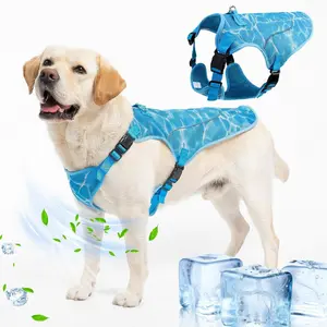 Dog Cooling Vest Harness for Summer, Breathable Mesh Reflective Cooler Harness for Hot Weather Outdoor Hiking Beach, Adjustable Lightweight Pet Jacket with D-Ring for Medium Large Dogs Blue