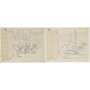 Popeye 1952 2 LOT Original Animation Production Storyboard from Famous Studios 923