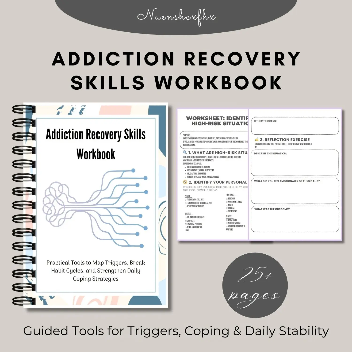 Addiction Recovery Skills Handbook, Guided Tips to Identify Triggers, Break Habits, Strengthen Strategies, Support Daily Progress Planner Spiral Notebook, Spiral Bound Planner