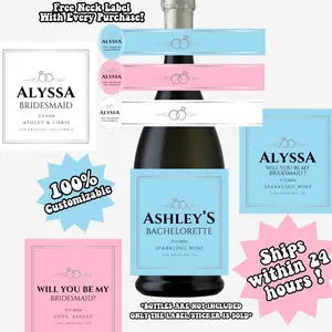 Custom Prosecco Champagne Label for Wedding Favors and Bridal Shower Gifts