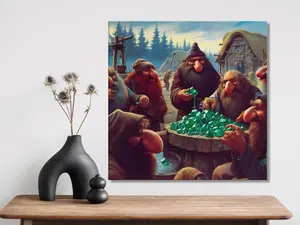 Framed Canvas Print, Minecraft, Villager's Bad Deal, Dark Fantasy Minecraft Fan Art, Wall Art, Wall Decor, Vintage