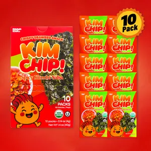 KIMCHIP! (10-Pack) Extra Spicy Seaweed Snacks - Korean Roasted Seaweed with Kimchi Flavor, Challege snack