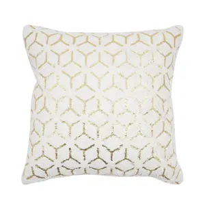 Ivory and Gold Naples Throw Pillow