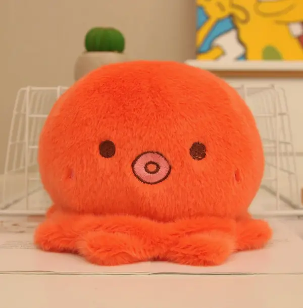 Kawaii Orange Octopus Plush Toy, Soft Squishy Stuffed Octopus for Home Decor