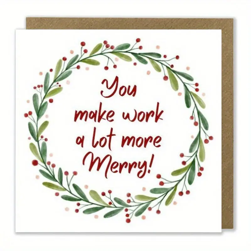 1pc Christmas card, to coworker, you make work Merry, to my Boss, Christmas card, Christmas gift card, from employee, for employer card, Greeting Card