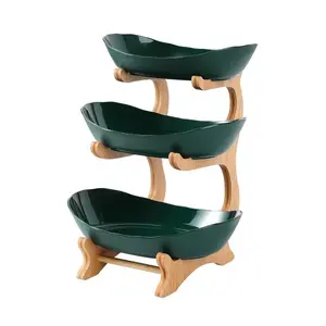 Three-Tier Fruit Basket Plastic Bowl Set, Kitchen Countertop Fruit Dish with Stand, Snacks Nuts Bread Candy Storage Rack, European Living Room Decor
