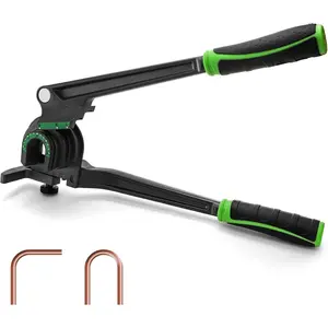 3 in 1 Manual Tube Bender, 1/4'' 3/8'' 1/2'' O.D. Copper Pipe Bender, 180?Carbon Steel Bending Tool with Rubber Handle, HVAC Brass Thin Steel Tube Bender for AC, Refrigerator Repair