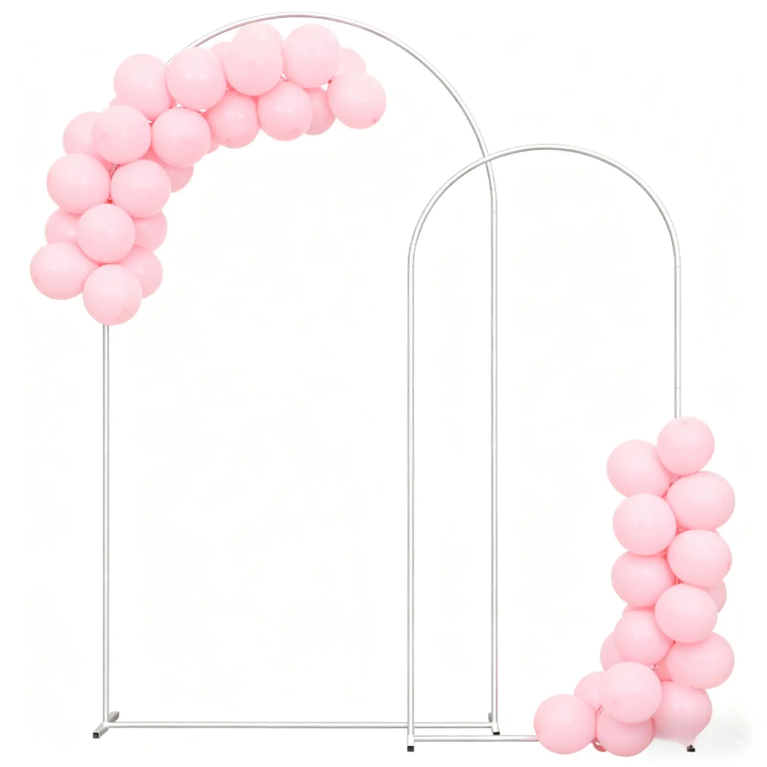 White Metal Wedding Arch Backdrop Stand Set of 2 (7.3FT/6FT/6x2.6FT) - Festive Backdrop & Banner, Balloon Accessory for Wedding Ceremony, Birthday, Anniversary Indoor/Outdoor Events, Thanksgiving, Bonfire Decor