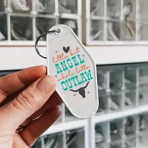 Cowgirl Rodeo Texas Motel Keychains - Vintage Hotel Keychain Set - Made to Order, Durable Acrylic Material