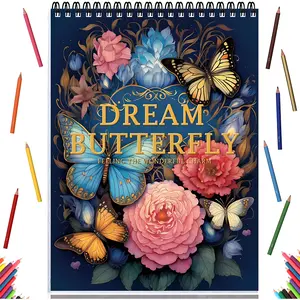 Adult Coloring Book for Women Relaxation Spiral Bound Thick Paper Page One Sided Design Gifts Arts and Crafts for Women to Relax, Anxiety and Depression 30 Colorful Coloring Pages of Dream Butterfly DIY Supplies, Back to School Supplies