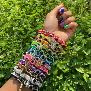 Evil Eye Bracelet 10mm - Colorful Beaded Wristband for Protection and Luck