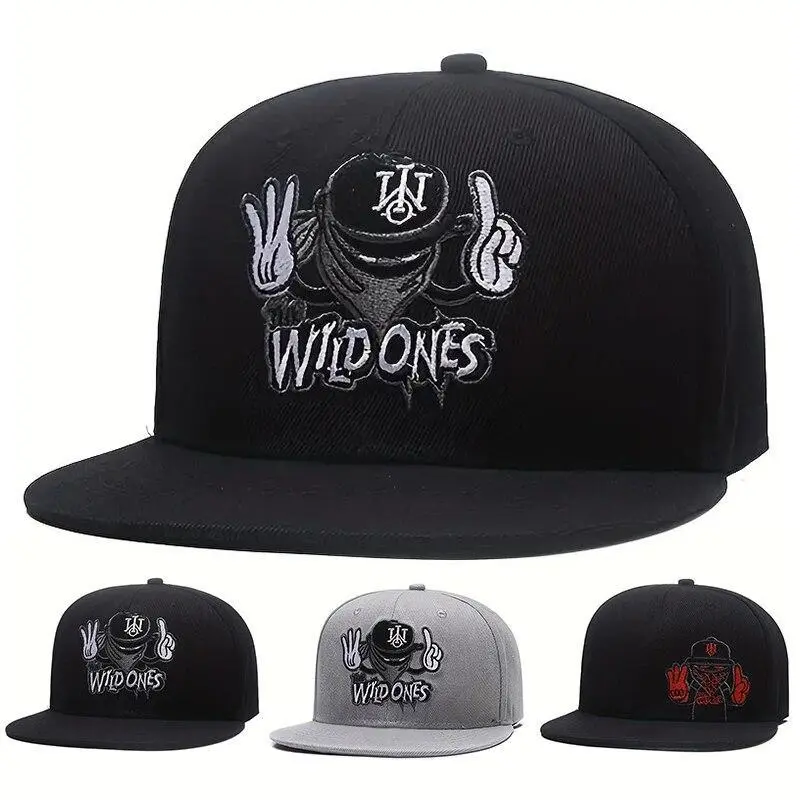 Unisex Themed Party Hat, Embroidered Logo Ninja Letter Hip-Hop Baseball Cap, Adjustable Polyester Outdoor Sunscreen Snapback, 1 Size for All-Day Comfort (Black Grey, Black Red), Themed Party Hats