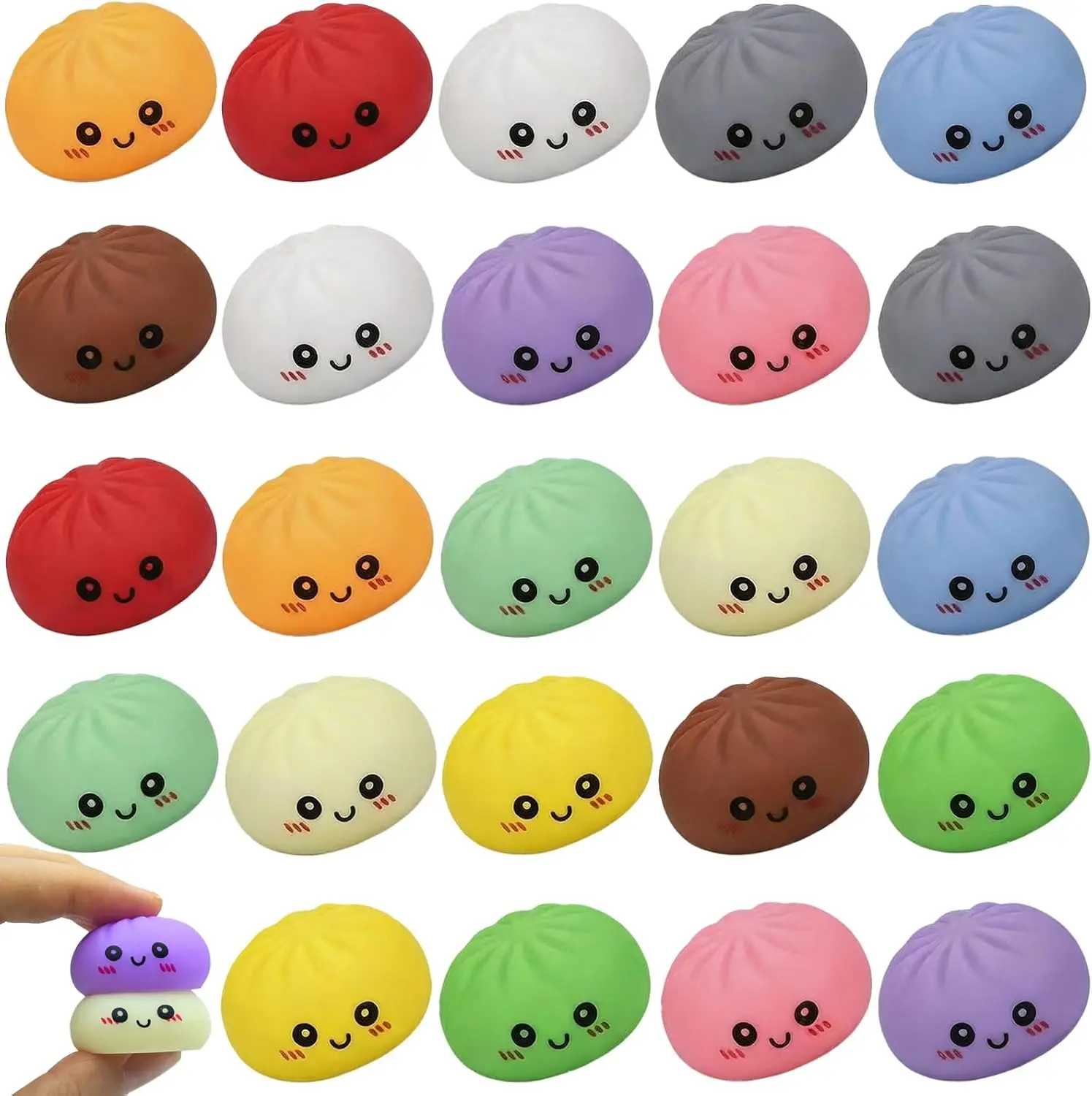 24PCS Taba Dumpling Squishy Pack, Kawaii Squishy Fidget Toys, Cute Squishy Stress Relief Toys for Kids, Soft Sensory Squeeze Toys, Party Favors, Birthday Gifts