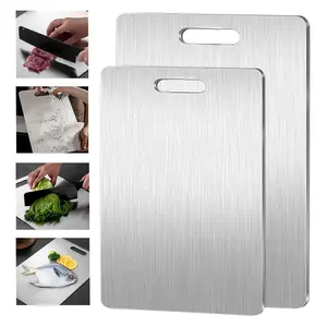 2-Pack 100% Stainless Steel Cutting Boards, Chopping, Durable & Hygienic, Food-Grade Double-Sided, Ideal for Meat, Fruits, Vegetables, Kitchen Use