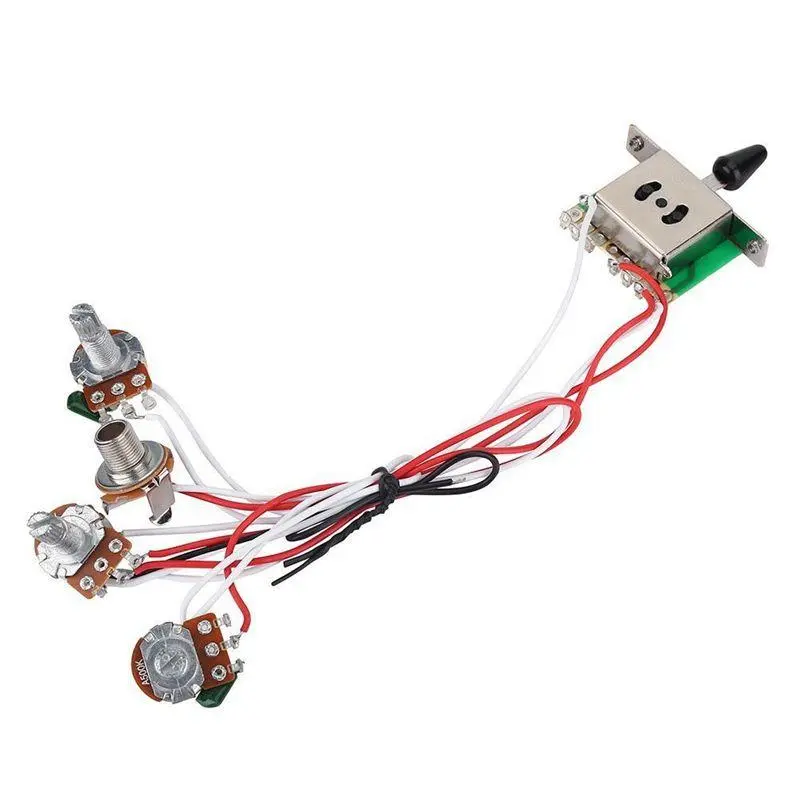 Prewired Electric Guitar Control Harness with 1 Volume, 2 Tone, 500K Pots and 5-Way Switch