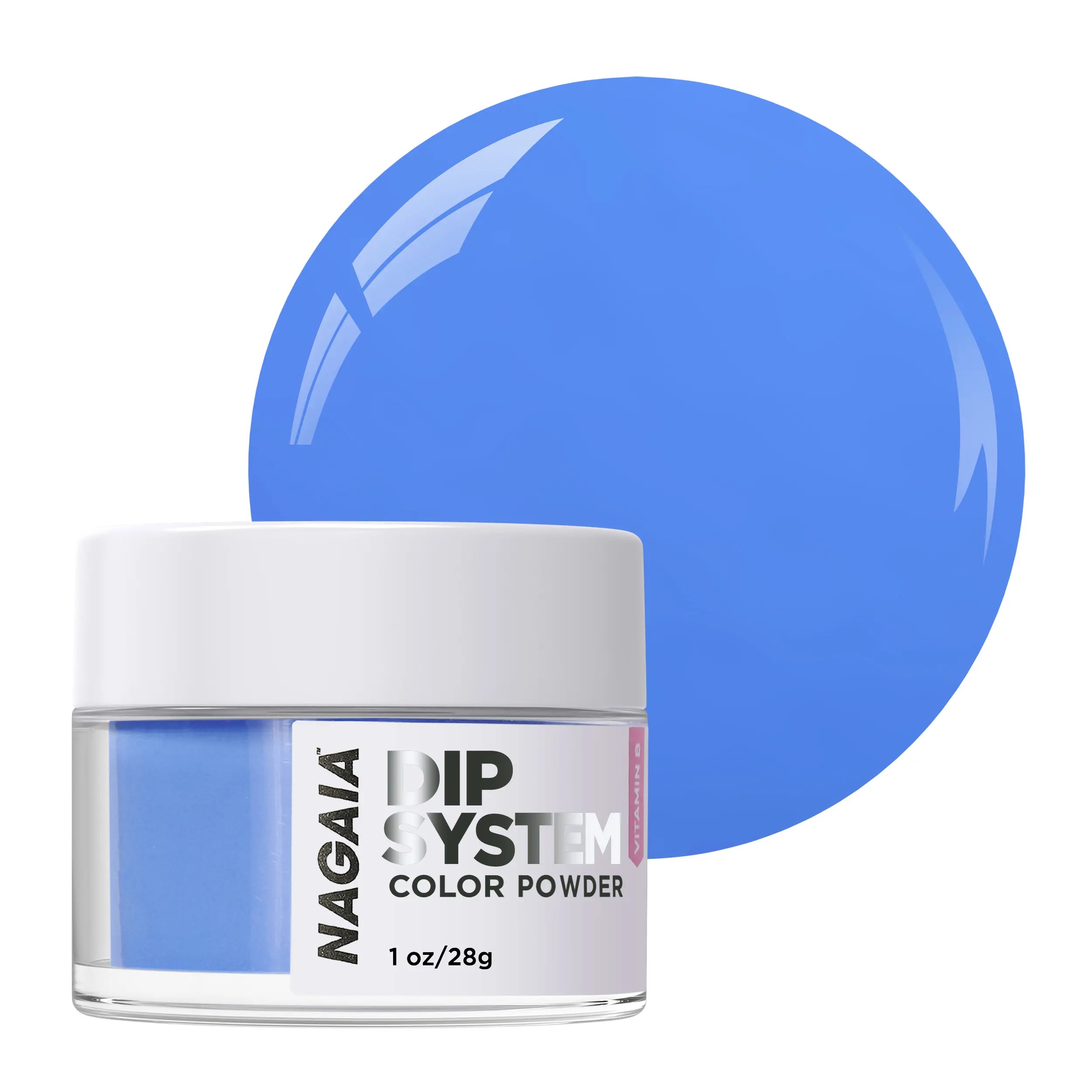 Blue Lagoon, Medium Blue Dip Powder, NAGAIA Dip Powder System, Super Fine Nails Dipping Powder with Vitamin E and Calcium