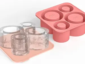 Large Silicone Ice Cube Tray for 20-30-40 oz Tumbler Cup, Slow Melting Ice Mold with Lid, Easy Release Ice Maker for Ice Drinks, Juice, Whiskey, Cocktails (pink)