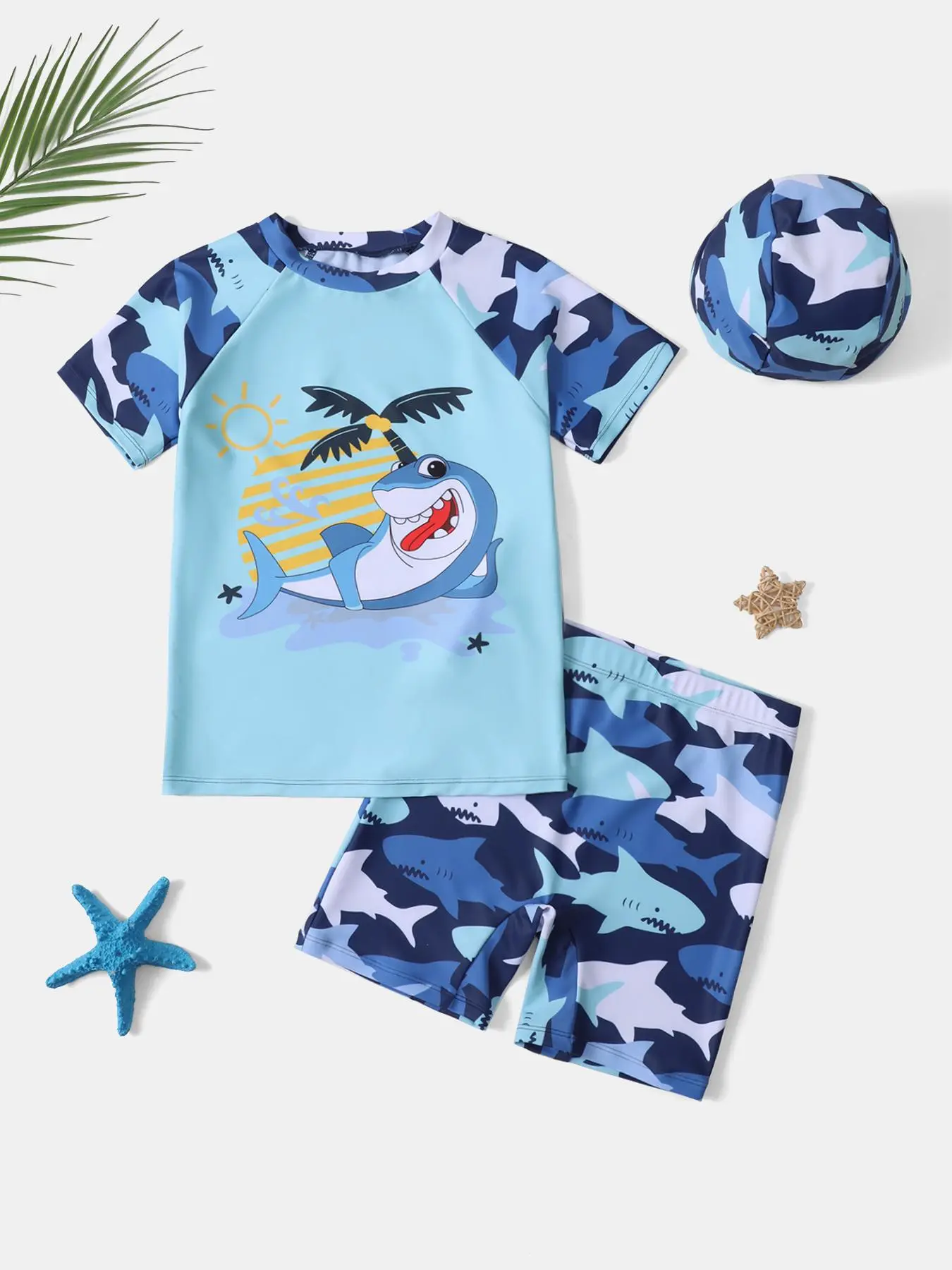 Boy's Swimsuit Set, Quick-drying Comfortable Kids with Swimhat, Soft and Breathable Swimsuit for Beach Holiday, Toddler Swimsuit, Swimsuit Summer